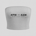 4PM to 4AM Miami Night Shift women's heather grey tube top