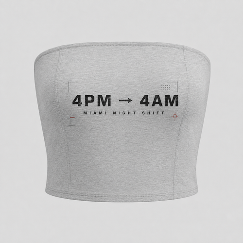 4PM to 4AM Miami Night Shift women's heather grey tube top