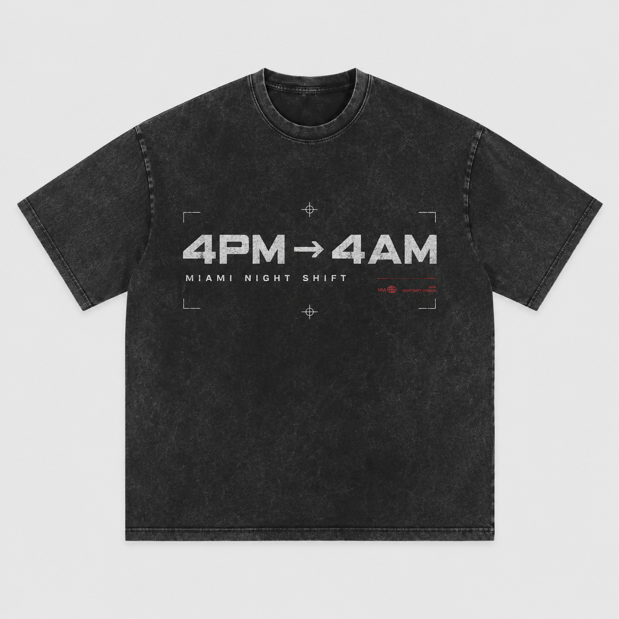 4PM to 4AM unisex washed black oversized tee