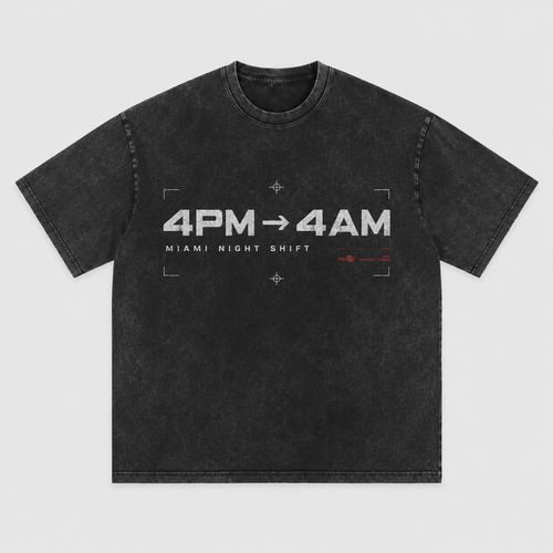 4PM to 4AM unisex washed black oversized tee