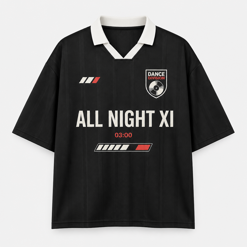 All Night XI black club football festival jersey