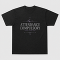 Attendance Compulsory unisex black tee