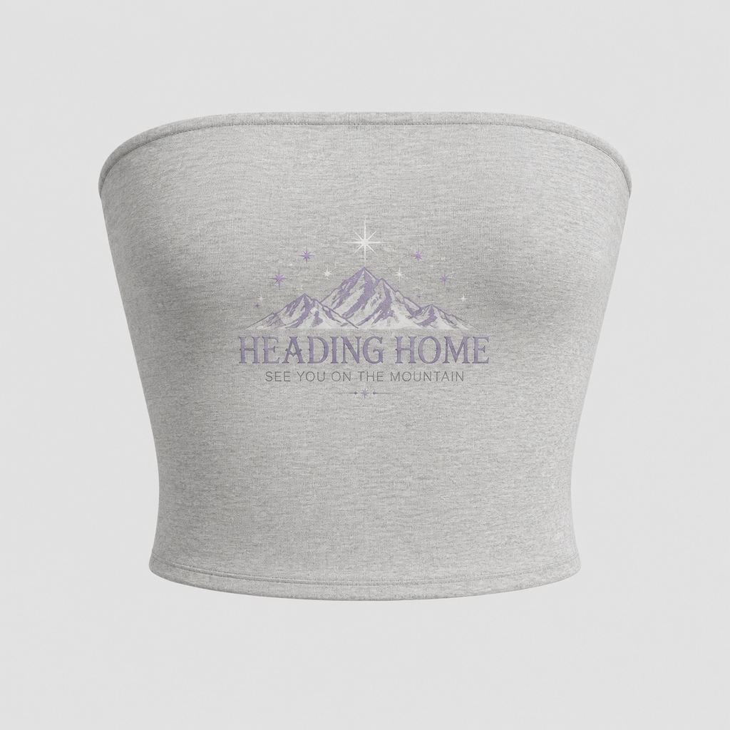 Heading Home women's heather grey cropped tube top