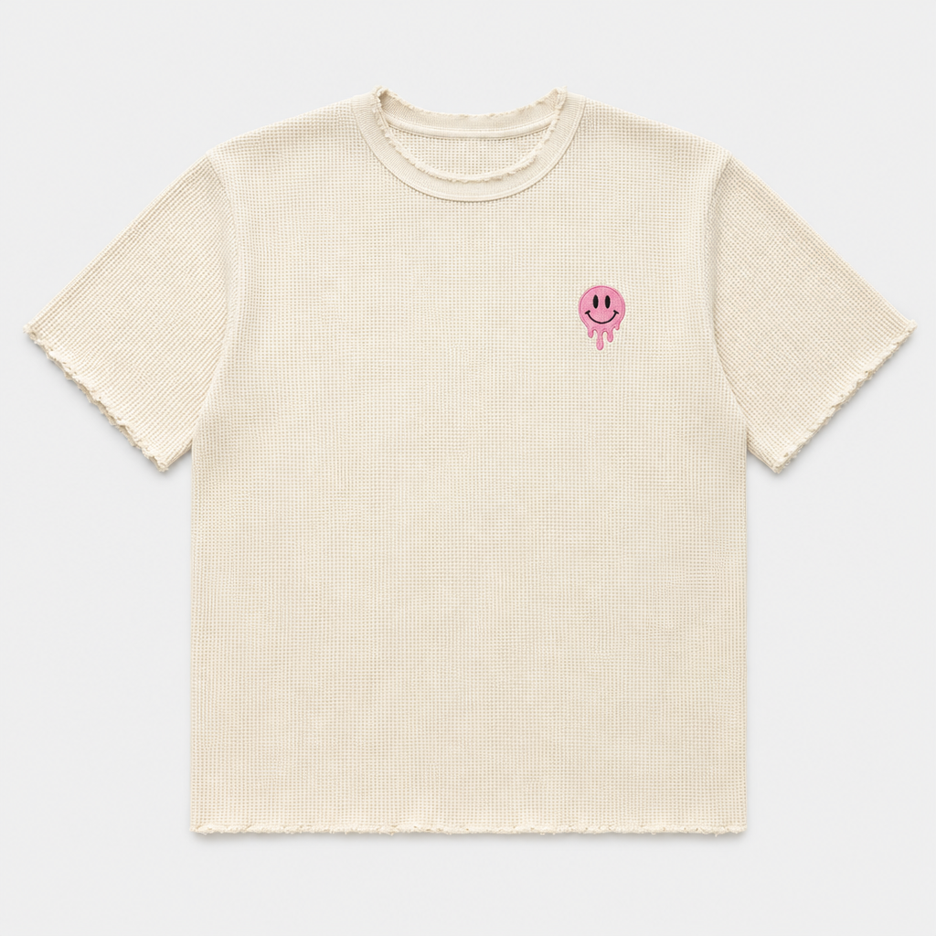 Smile Waffle Raw-Edge Tee