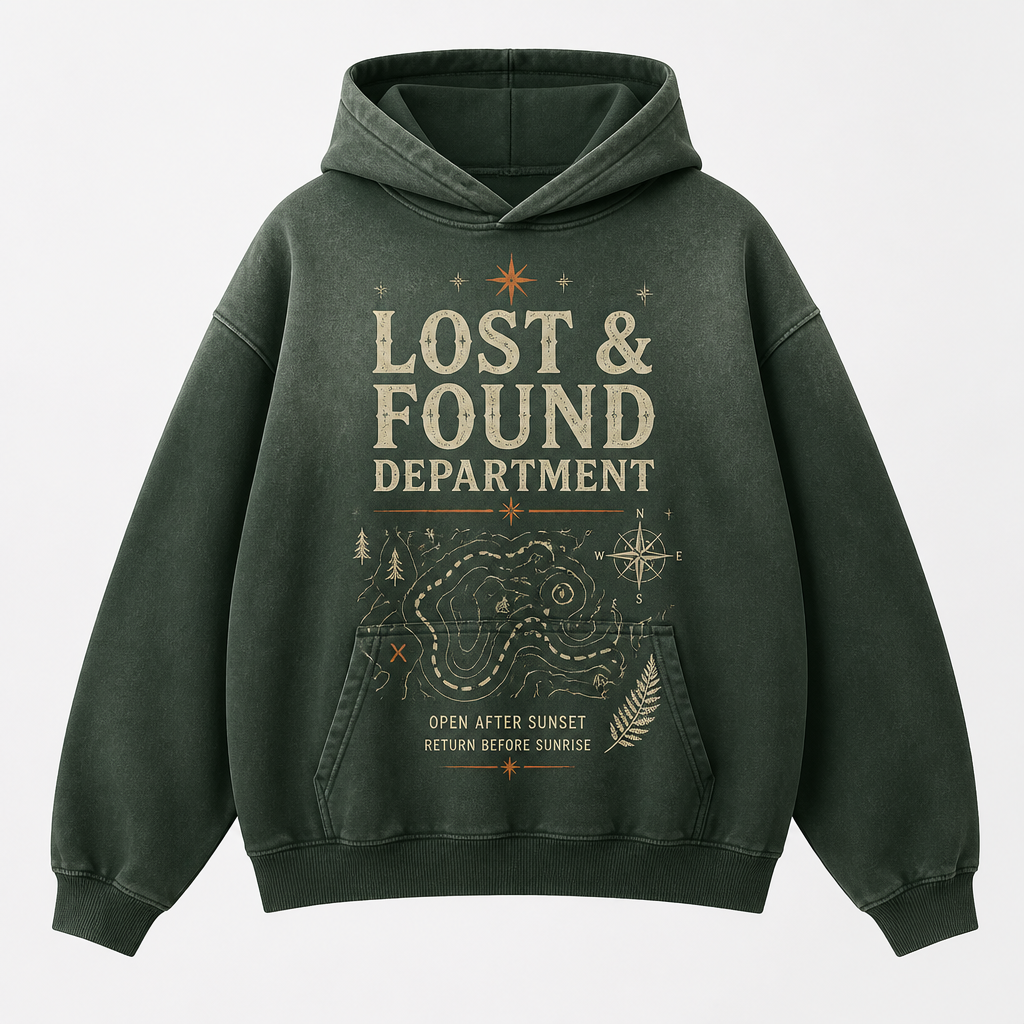 Lost & Found Department forest green festival hoodie