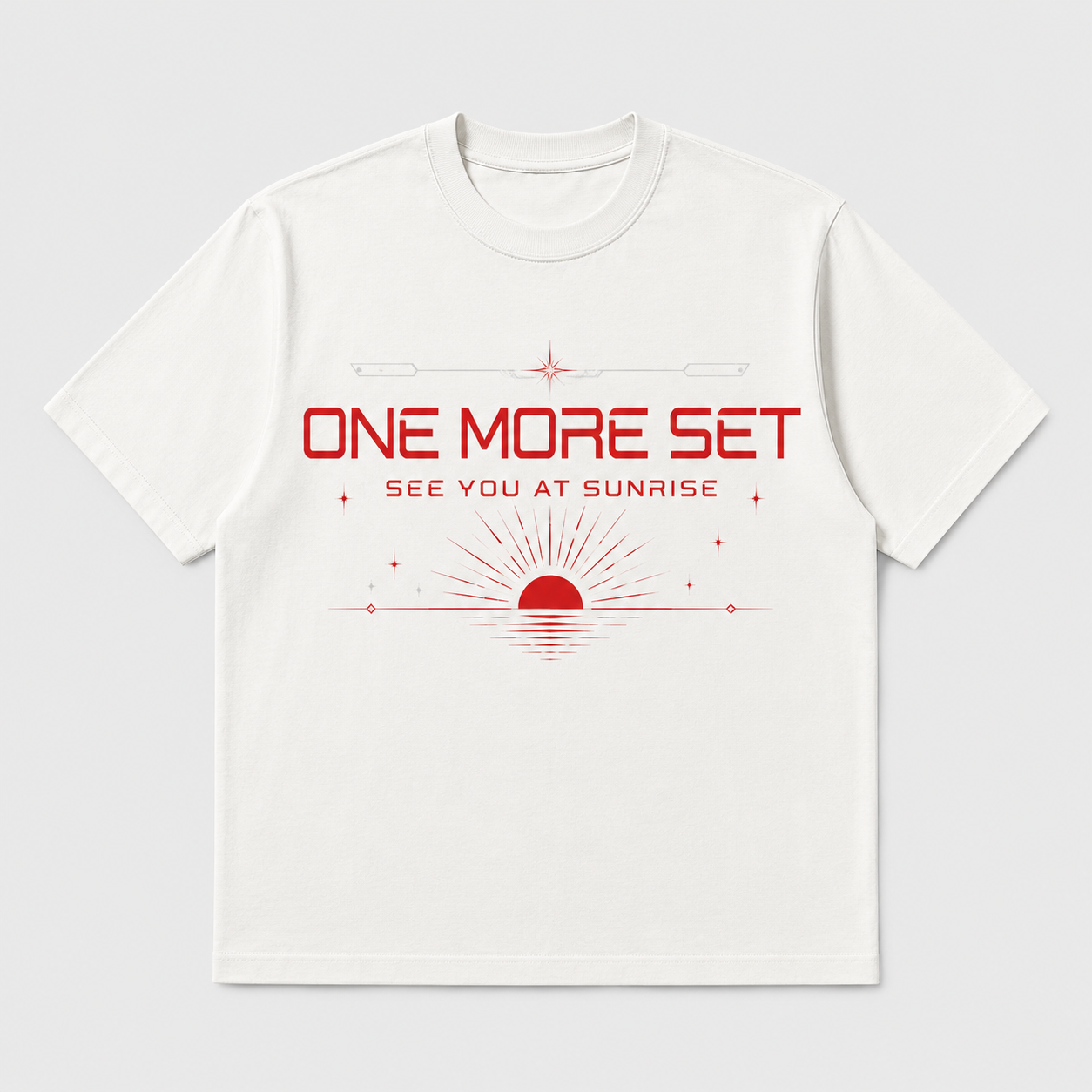 One More Set unisex white tee