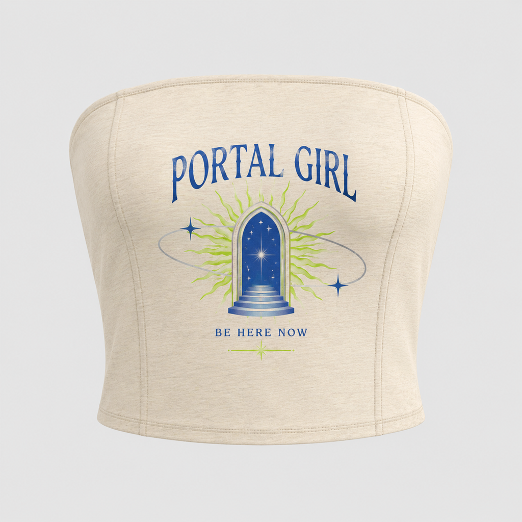 Portal Girl women's cream cropped tube top