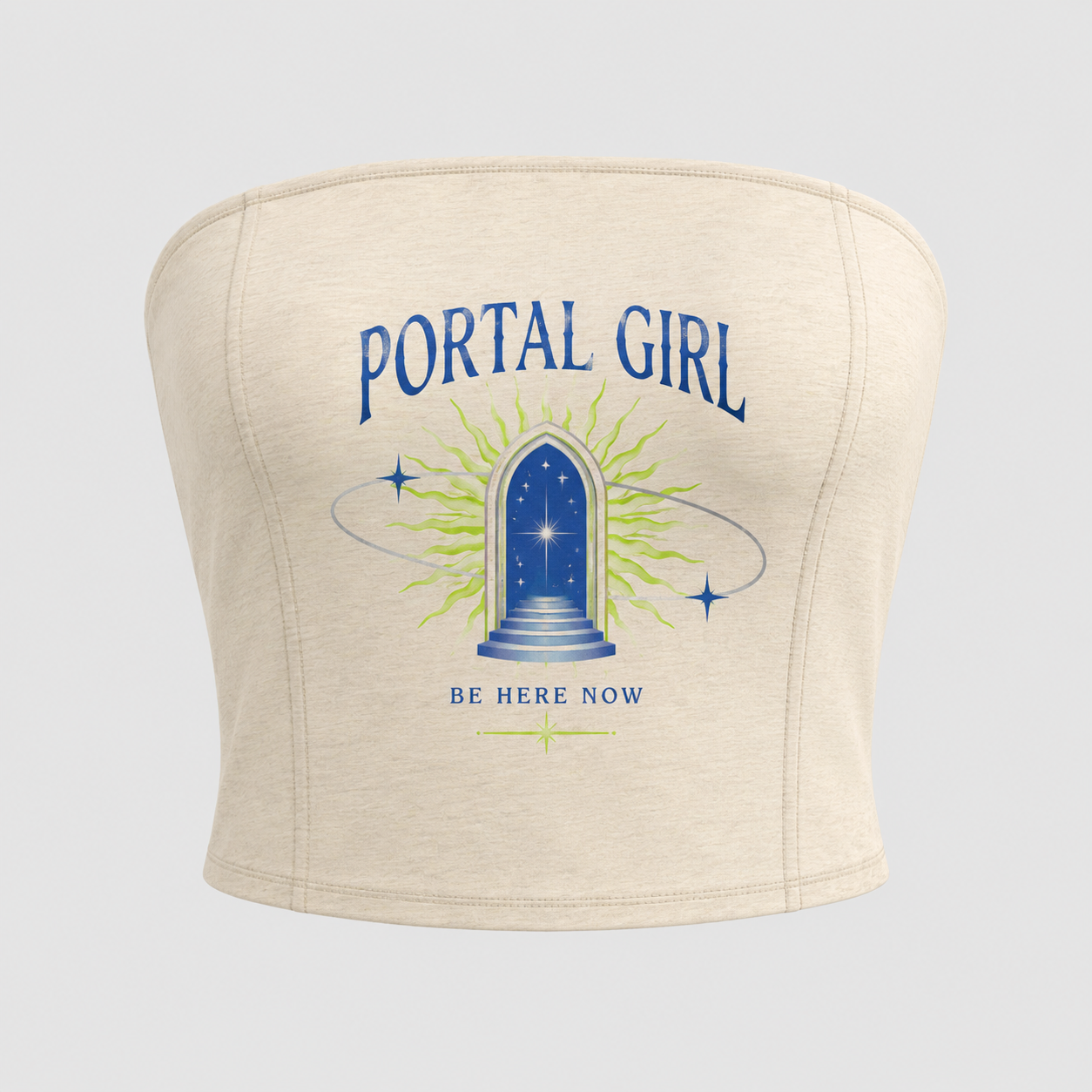 Portal Girl women's cream cropped tube top
