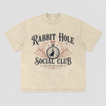 Rabbit Hole Social Club unisex vintage cream oversized tee