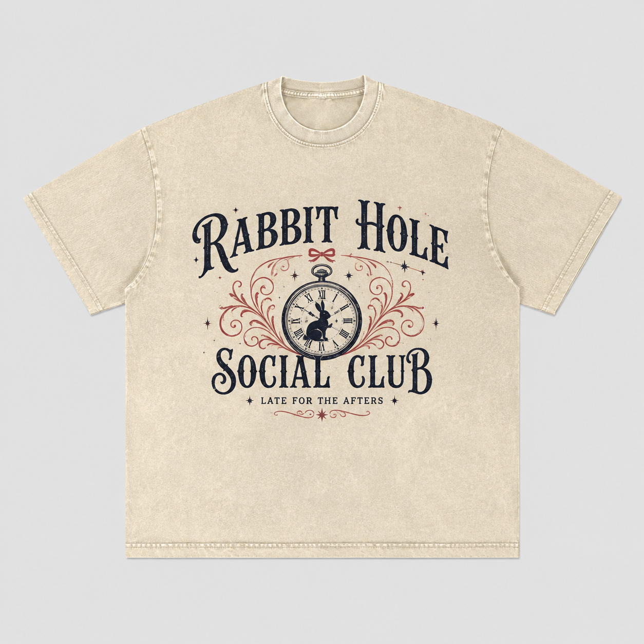 Rabbit Hole Social Club unisex vintage cream oversized tee
