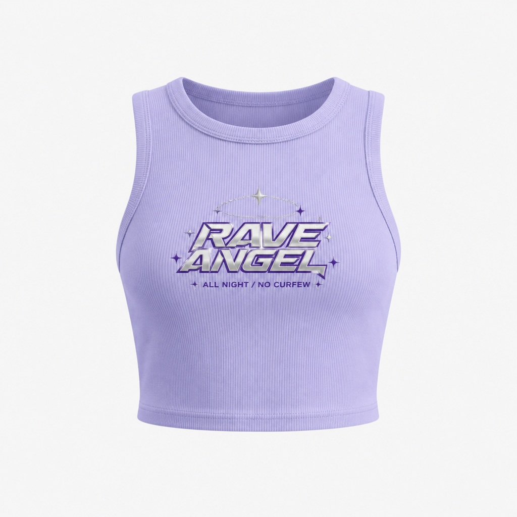 Rave Angel lilac fitted crop tank