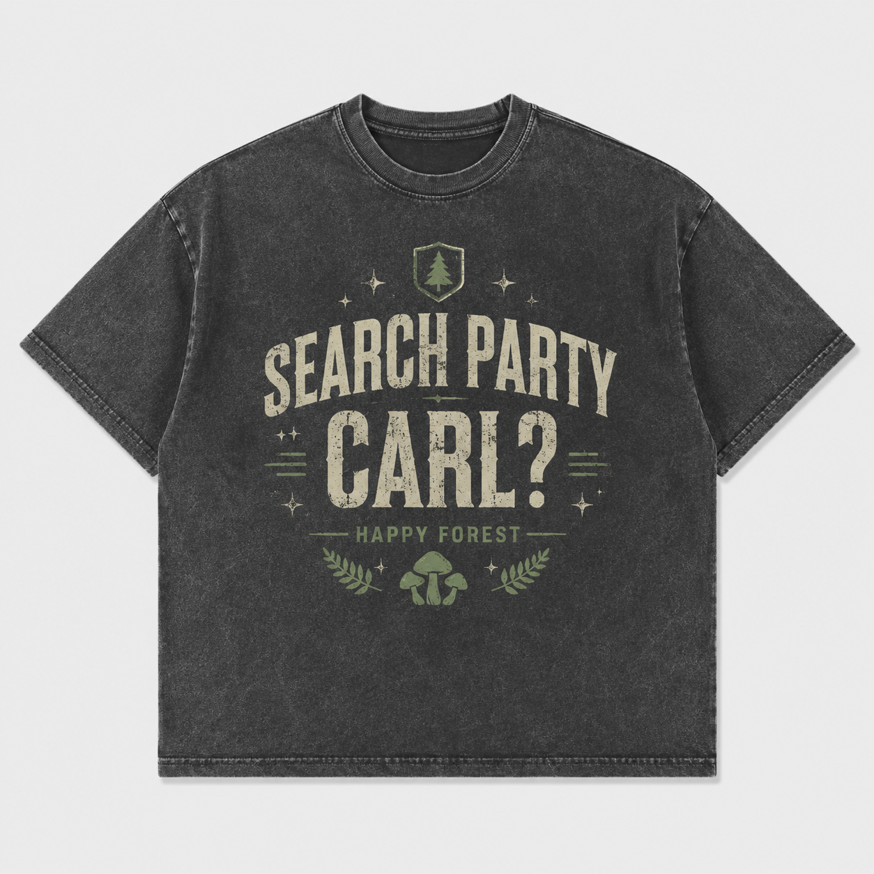Search Party Carl unisex washed charcoal oversized tee