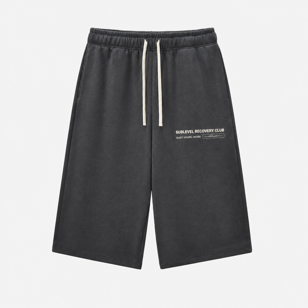 Sublevel Recovery Club charcoal three-quarter sweatpants