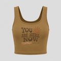 You Are Here Now women's camel cropped tank top
